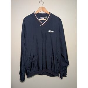 Vintage Reebok Pullover Windbreaker Men's Large Blue Jacket‎ Embroidered Logo